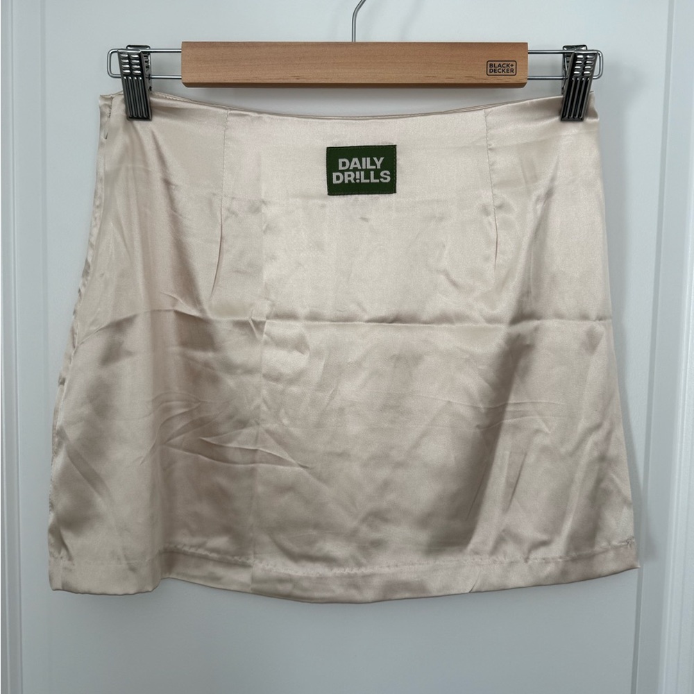 Daily Drills Satin Skirt in Cream
